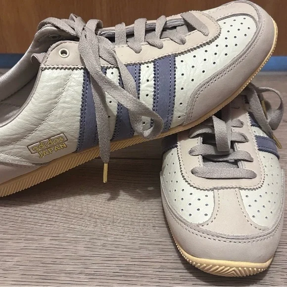 adidas Beige and Blue Japan Leather Sneakers - Picture 1 of 5